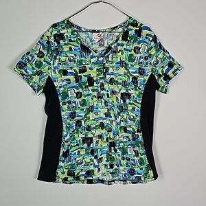 White Cross large green and black short sleeve scrub shirt